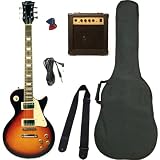 Barcelona Beginner Series LP Style Electric Guitar Bundle with 10-Watt Amp, Gig Bag, Strap, and Accessories - Transparent Coffee Burst