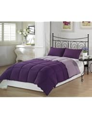 Home: Chezmoi Collection 2-Piece Purple Lilac Super Soft Goose Down Alternative Reversible Comforter Set, Twin/Twin X-Large - Green Living Group INC.