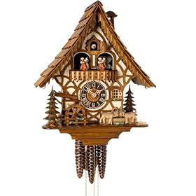 River City Clocks MD484-14 One Day Musical Cuckoo Clock Cottage with Dancers, Waterwheel,... by River City Clocks