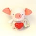 6 tall pig plush doll with red heart