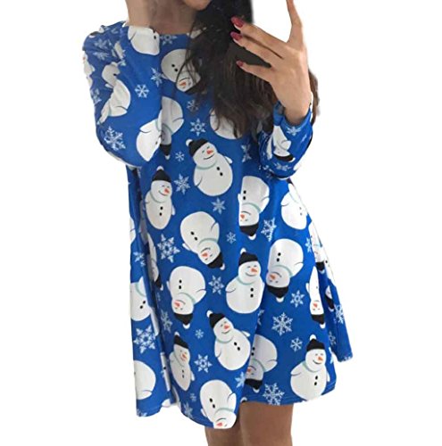 Christmas Dress Mallcat Women Christmas Snowman Swing Dress