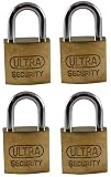 Keyed Padlocks: Ultra Hardware 56021 3/4-Inch Standard Shackle, 4-Pack Solid Brass