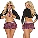 Plus Size School Girl Mini Skirt Costume Red Plaid Tartan w/Collar & Tie Cosplay