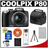 Nikon Coolpix P80 10.1 Megapixel Digital Camera with 18x VR Optical Zoom + 4GB SDHC Card + Card Reader + Spare EN-EL5 Battery + Digital Camera Case + Super Deal Exclusive Accessory Kit