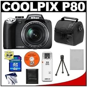 Nikon Coolpix P80 10.1 Megapixel Digital Camera with 18x VR Optical Zoom + 4GB SDHC Card +... by Nikon