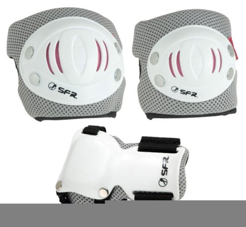 Childrens Toyshop  Toys : Knee Pads, Elbow Pads & Wrist Guards - SFR Triple Pad Set AC960P - White - Small (Youth 8-12yrs)