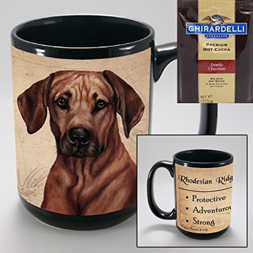 Rhodesian Ridgeback 15-oz Coffee Mug with 1 Pack of Ghirardelli Double Chocolate Hot Cocoa