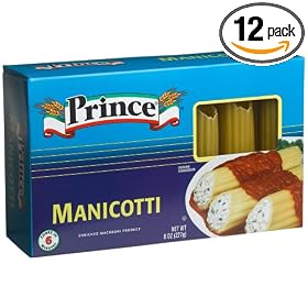 Prince Manicotti Pasta, 8-Ounce Boxes (Pack of 12)