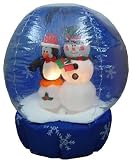Gemmy 10751-77 Airblown Self-Inflating Decorative Christmas Yard Balloon - SnowGlobe - Snowman with Penguin 4 Feet Tall