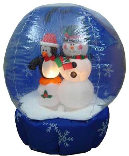 Gemmy 10751-77 Airblown Self-Inflating Decorative Christmas Yard Balloon - SnowGlobe - Snowman with Penguin 4 Feet Tall