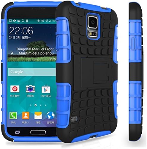 SAMSUNG GALAXY S6 edge Case Tire Grain,Yayan 3-in-1 Armor Case Slim Dual Layer Protective Case with Kickstand Shell Plastic Outer+Rubber Silicone Inner for Galaxy S6 edge -Blue