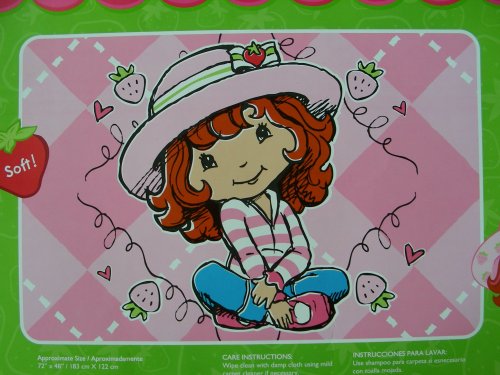 Large Strawberry Shortcake Plush Area Rug - Pink Argyle 48in x 72in
