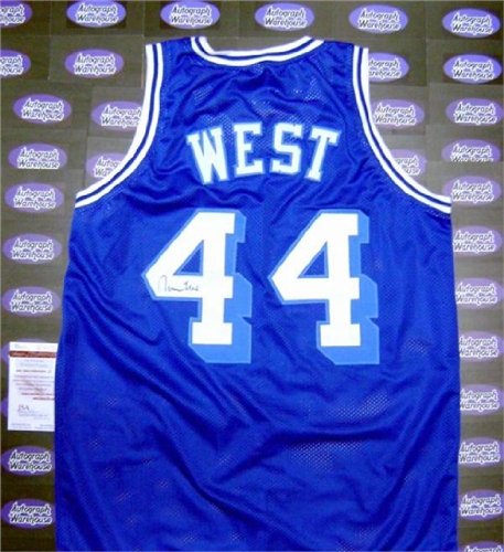 Jerry West Autographed/Hand Signed Basketball Jersey (Los Angeles Lakers) BLUE JERSEY