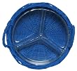Hand Woven Marine Blue Painted Willow Basket with Glass Crudite Bowl 11.5"D