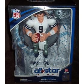 Tony Romo 2008 NFL All Star 9 Inch Vinyl Figure Dallas Cowboys Action Figure with Toy Football and Trading Card Upper Deck Collectible