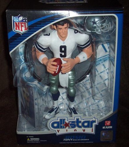 Tony Romo 2008 NFL All Star 9 Inch Vinyl Figure Dallas Cowboys Action Figure with Toy Football and Trading Card Upper Deck Collectible