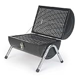 Black portable barrel BBQ set