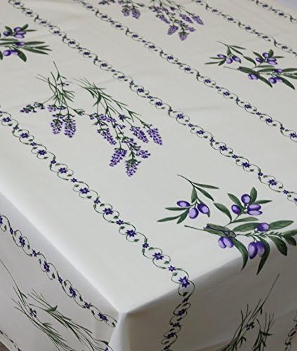 Lavande Cream Rectangular French Provencal Polyester Tablecloth 59x94"