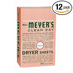 Mrs. Meyer's Clean Day Dryer Sheets, Case Pack, 80-Count Boxes (Case of 12)