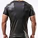 YiZYiF Men's Leather Like Underwear Short Sleeve T-shirt Undershirt Lingerie Top