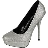 TrendsUp Womens Glam-1 Glitter Platform Pumps