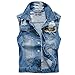 Najia Symbol Men's Slim Fit Retro Cow Light Blue Denim Vest 167