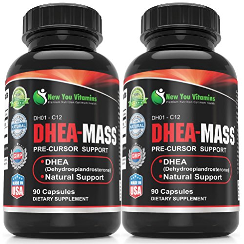 DHEA 100mg 2 Bottle Pack - DHEA-Mass Supplement For Men And DHEA Supplement For Women DHEA-Mass 100mg 180 Capsules