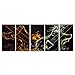 Pure Art Abstract Guitar Heat - Large Music Metal Wall Art Decor - Set of 5 Panels Sculpture for Kitchen or Living Room - 64