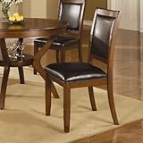Dining Chair With Leather Like Seat and Walnut Wood (Set of 2)