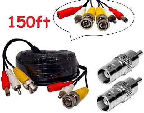 Wennow 150Ft BNC Video/Power/Audio Cable with extension for Zmodo Security Cameras