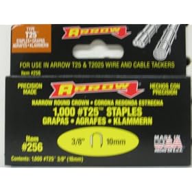Arrow Fastener 256 3 8-Inch T25 Round Crown Staples (1000-Pack) by Arrow