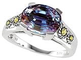 3.50 cttw 925 Sterling Silver and 18k Gold Two Tone Genuine Oval Lab Created Alexandrite Ring