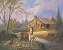 2 Country Cabin Art Prints Bear Deer & Fawn Wall Decor