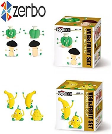 Zerbo Clay Modeling and Sculpting Set of 2 Fruits &amp; Veggies Air-Dry Clay Kit