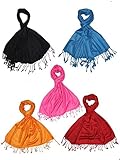 Craftshub Casual Soft Luxurious Solid Viscose Pashmina Black Orange Pink Blue Red Stole Combo of 5 RS.724.00 (64.00% Off) - Amazon