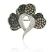 Three Petal Brown and Black diamond Pendant
