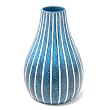 Handmade Decorative Blue Ceramic Flower Bud Vase With Vivid Painted Stripes