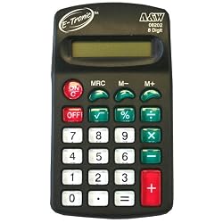 A&W Products E-Tronic Pocket, 8 Digit, Battery Power Calculator (08202)