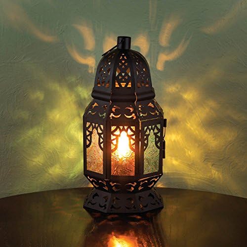 plug in BLACK punched Moroccan electric LANTERN bedside Table Lamp night light