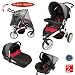 Poussette 3 roues combiné 3en1 ( poussette +nacelle +siège auto)- Noir Rouge