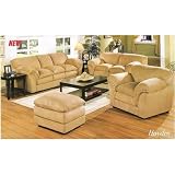 Hayden living room group sofa , love seat , chair and ottoman in sand microfiber with pillow top seating