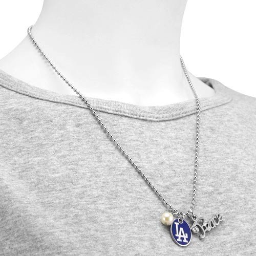 Touch by Alyssa Milano L.A. Dodgers Peace & Pearl with Team Logo Pendant Necklace