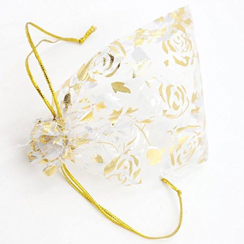 FO 50x Rose Organza Wedding Jewellry Gift Pouch Bags 9x12cm