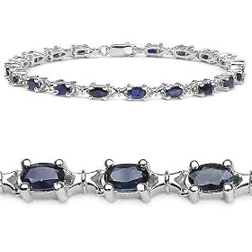 6.65 Carat Genuine Blue Sapphire Silver Bracelet by JewelzDirect
