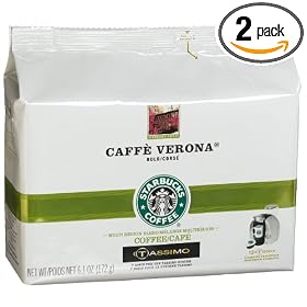 Starbucks Caffe` Verona Coffee, T-Discs for Tassimo System, 6.1-Ounce Packages (Pack of 2)