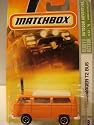 Matchbox Vw T2 Bus Orange, white Top, Highly Detailed Replica, 2007, #79. Old style 3 lug Wheels. scale 1/64.