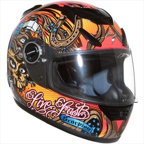 Jrsv Nry Agpz Hjs Scorpion EXO750 Graphics Helmet, Orange Live Fast