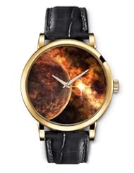 SPRAWL Aanalog Fashion Series Gold Ladies Watches of Genuine Black Leather Strap,Unique Wrist Watch for Women Girls Designed with planets