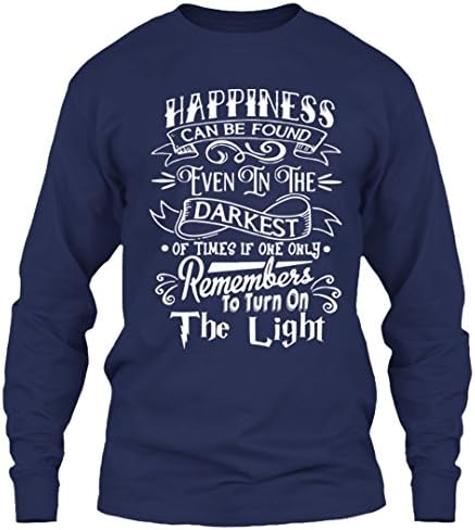 Happiness Can Be Found Even In The Darkest Of Time Albus Dumbledore T Shirt Long (L,Navy)