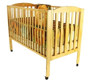 Dream On Me Full Size 2 in 1 Folding Stationary Side Crib, Natural